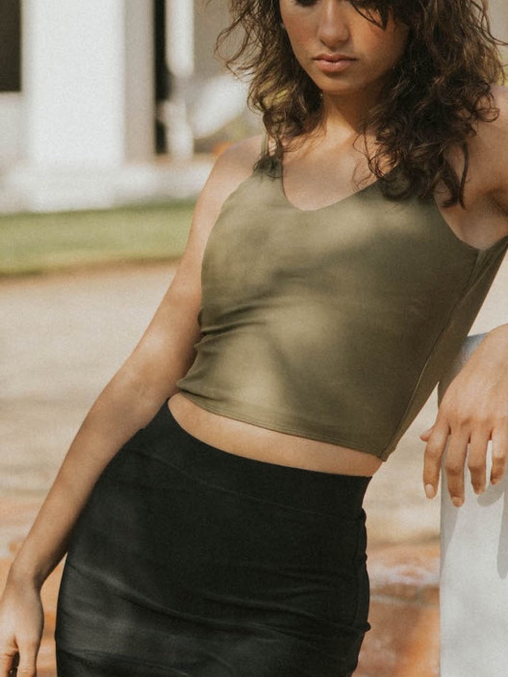 Geode Swimwear Olive Green Willow Tankini Swim Top